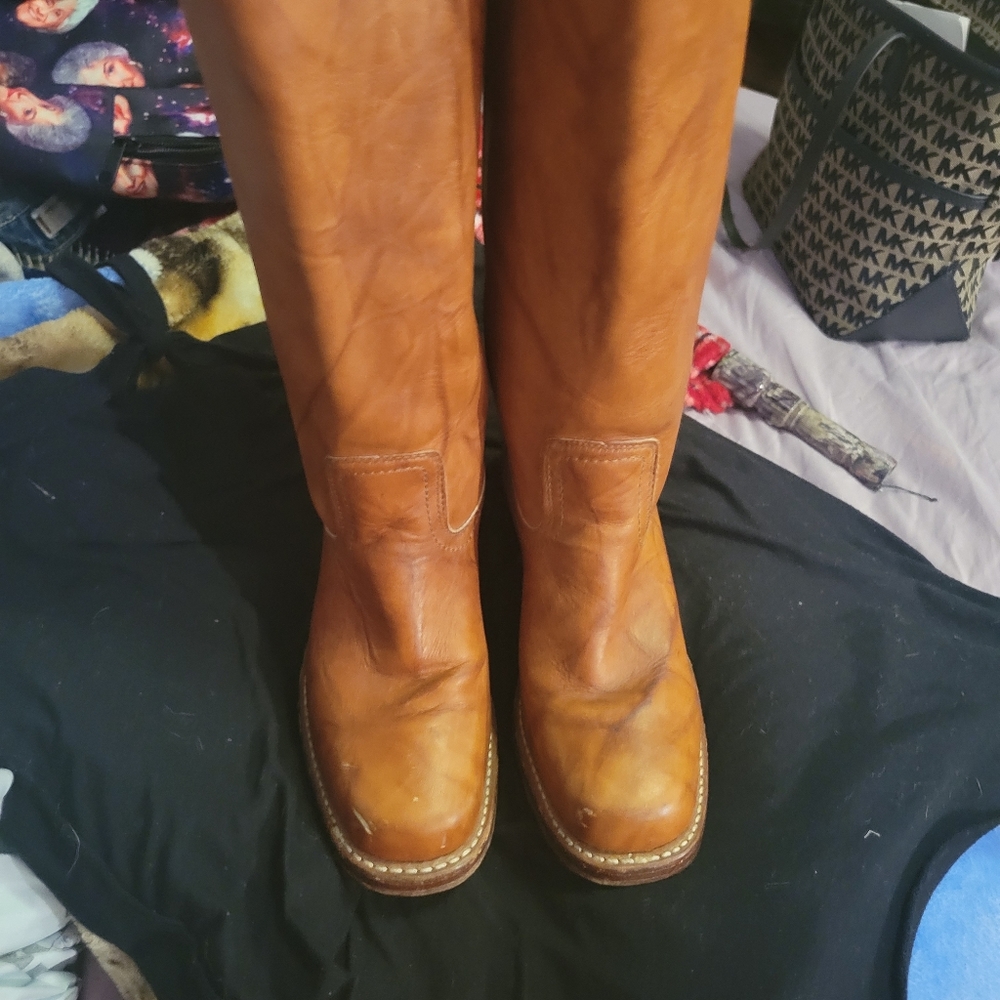 FRYE MID CALF BROWN BOOTS SIZE 7.5
